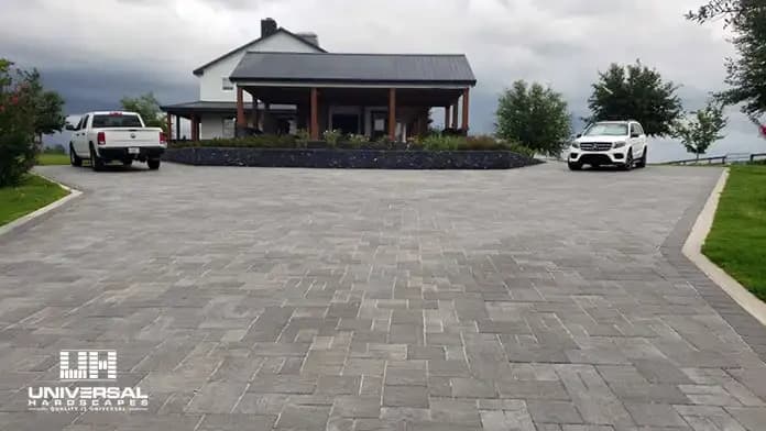 Concrete paver installation pictured in Universal’s original patio guide